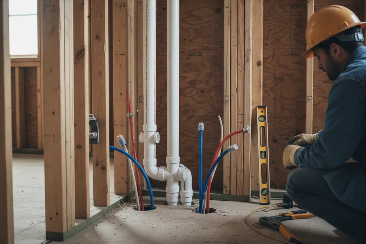 Drain and supply rough-in during Toilet Repair and Installation in Anchor
