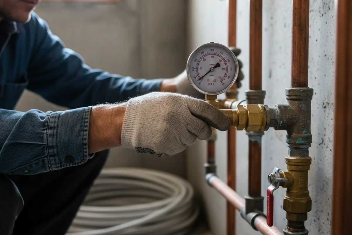 Pressure testing a repaired line during Water Line Repair in Anchor